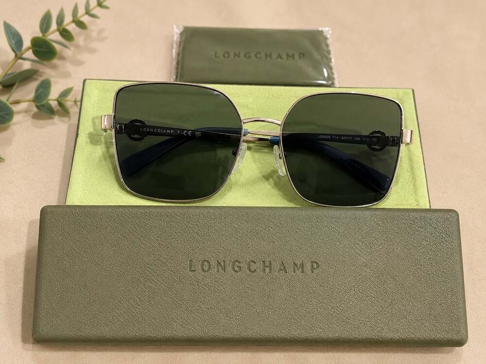 Longchamp LO181S Silver Square Sunglasses Gray Lens Designer Eyewear